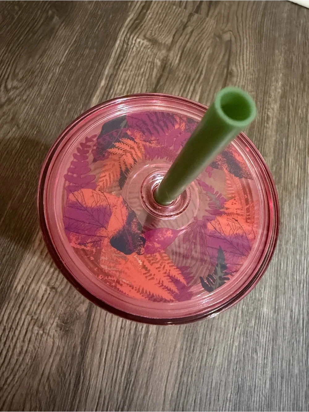 Starbucks Pink Palm Wavy Glass Tumbler